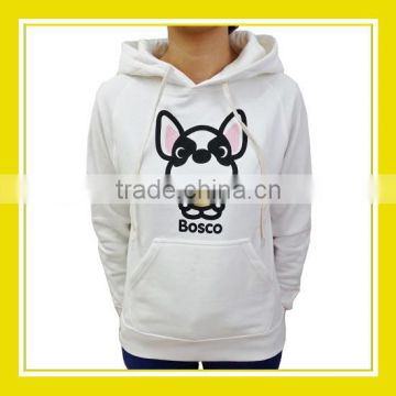 2016 Fashion Products Bros French Bulldog Bosco Printed Women Long Sleeve White Hoodie