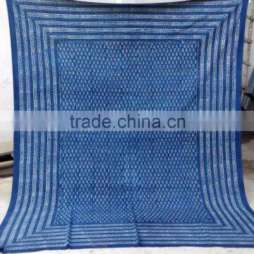 100 % cotton Hand block print blue indigo printed cotton bedsheet Jaipur Sanganer