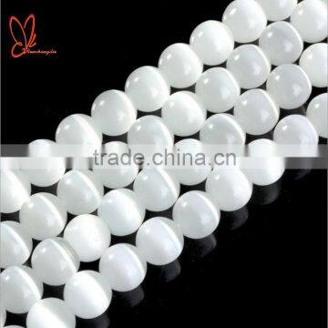 Beads natural stone white cat eye round beads jewelry