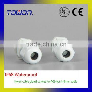 Hot Sale IP68 Waterproof Nylon Plastic White Cable Gland Connector PG9 for 4-8mm Water Joint