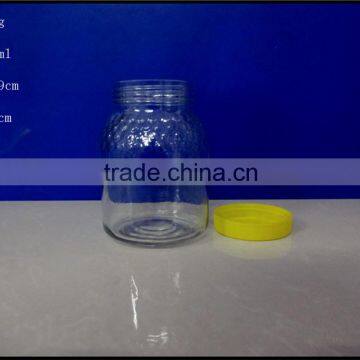 600ml transparent glass honey jars with plastic caps