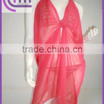 pink color chiffon printed sarong