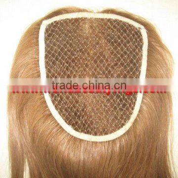 Wholesale price chinese human hair silk top hair pieces 16"