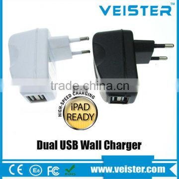 EU Standard Wall Charger Dual USB Adapter for mobile phone