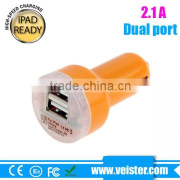 5V 2.1A Dual USB Car Adapter for iPhone, smartphone