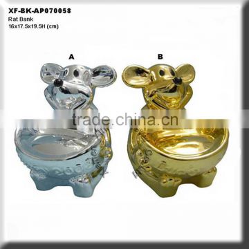 chrome plated ceramic rat money bank