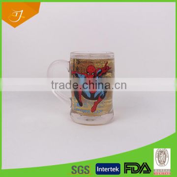 wholsale glass beer mug with logo spider-man beer up