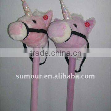 Plsuh Horse Head Stick - Pink Unicorn