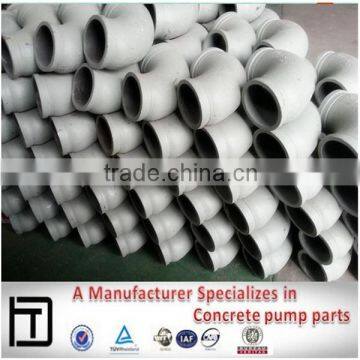 DN125 Concrete pump spare pipe elbow,SK flange Ends R180 twin wall pipe elbow