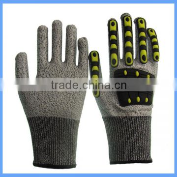 CE EN388 13g seamless HPPE knitted Cut Resistant Safety Work GLOVE With TPR Knuckle Protection for Construction