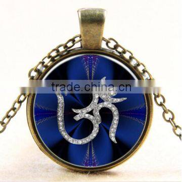 Om necklac,Meditation necklace DIY glass dome jewelry Photo glass dome jewelry