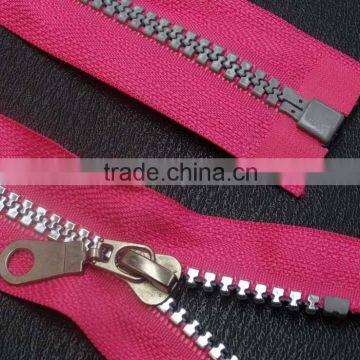 5# Silver Resin Zipper Manufacturers Selling Split Teeth for Clothing Bags Dedicated Entrance Guard Zippers