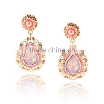 2016 fashion rhinestone earring gold filled jewelry environmental earrings for women