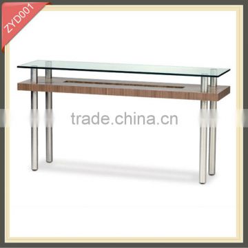 modern wrought iron luxury glass wood dining table set                        
                                                Quality Choice