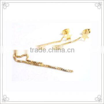 Gold Box Long Chain Earrings With Stainless Steel Star