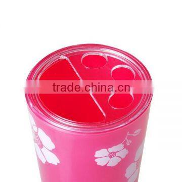 Rose Printing Double Wall Plastic Toothbrush Holder photo-2