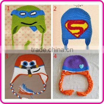 crochet baby cartoon character hat children knit free pattern beanie hats