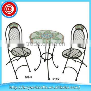 Portable outdoor folding iron garden picnic table sets