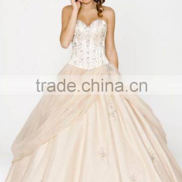 New Design Sweetheart Floor Length Applique Champagne Stain Quinceanera Dress HAQ-004 photo-2