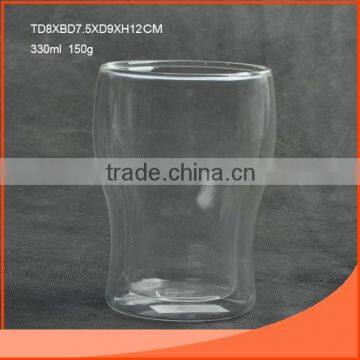 330ml clear double wall glass cup with wide mouth                        
                                                                                Supplier's Choice