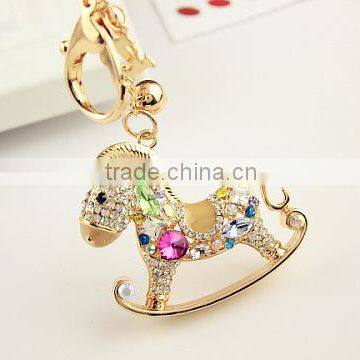Cool Hobbyhorse Keychain High Grade Fashion Rhinestone Keyring Metal Crystal KeyChains With Ring Holder photo-3