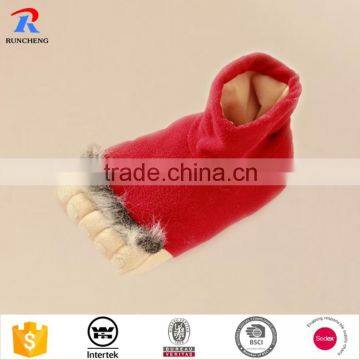 2016 red color footprint plush kid slippers