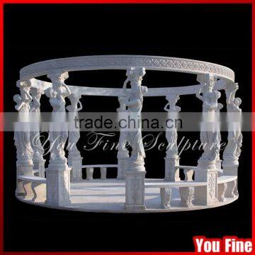 Roman Lady Statuary Carved Stone Garden Gazebo Pavilion