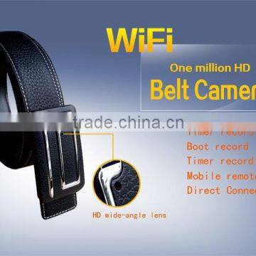 2015 first HD 1080P WIFI leather belt pinhole hidden camera with android and IOS APP,wireless wide angle belt mini camera 32gb