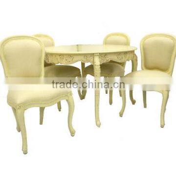 French Provincial Round Dining Room Table and 4 Chairs Louis XV Style