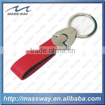 blank novely customized metal red color leather key chain