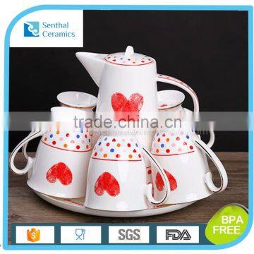 Japanese Ceramic tea pot set included a tea pot and 6 tea cups and a saucers