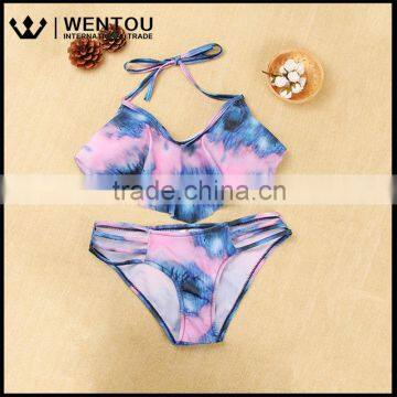 Wentou Women's Sexy Brazilian Color Gradient Bikini Swimsuit