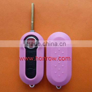 New Product Fiat 3 button flip remotekey blank (Pink Color),auto key shell,car key case