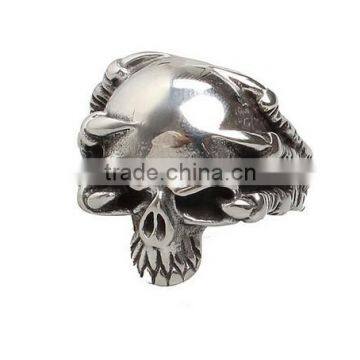 Stainless Steel Titanium Silver Men's Skull Men Cool Biker Punk Ring Retro