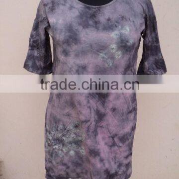 Purple Colored Plain Dye Printed Summer Wear Knitted Hojari T-shirts & Top's Garments