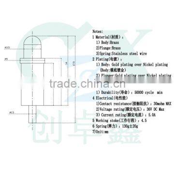 5.0mm Customize Gold Plating Pogo Pin Connector for Computer photo-6