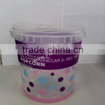 2016 JND food grade custom plastic bucket with lid with handle for yogurt popcorn with FSSC22000 certified