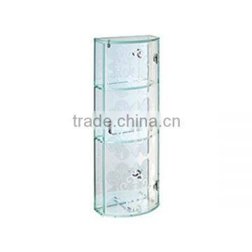 Chinese manufacturer elegant transparant flower design white glass cabinet