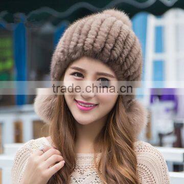 Hot sell Fashion Plush Fur Caps Mink Fur Hats And Caps For Lady