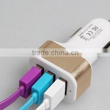 High quality 3 Ports usb Car charger with Aluminum case