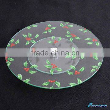 Eco-Friendly round Tempered Glass Rotating Lazy Susan plate