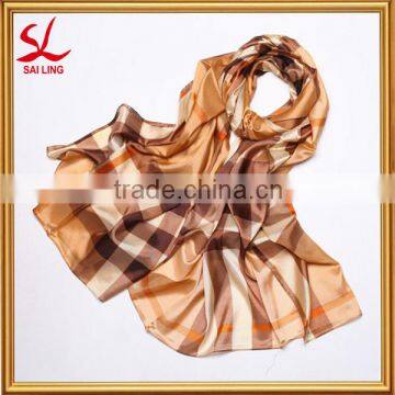 Cheap Spring Scarf Wholesale On Alibaba Factory Custom Checks Printed Silk Scarf