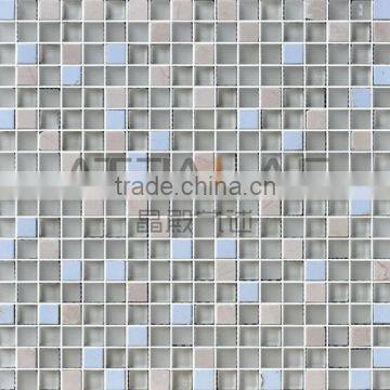 Stone Glass Mosaic tiles- frosted glass stone wall tile, cream color kitchen and bathroom tiles EMSG003