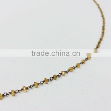 Natural Multi-Color Gemstone Bezel beaded chain 925 silver Citrine