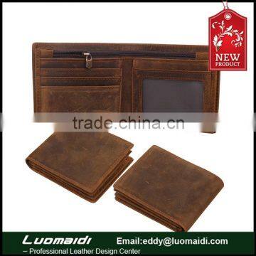 hot selling!vintage cheap genuine crazy horse leather men zipper wallet ,customize RFID blocking cheap men wallet