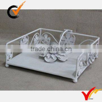 Vintage white decorative metal napkin holder