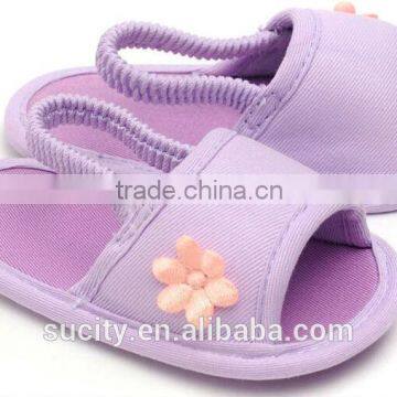beautiful flat elastic band kid girls sandals with flower