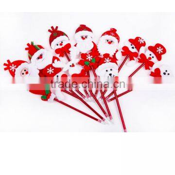 Cheap Novelty Christmas ballpoint pen, lovely plush pen with Hologram Paper Promotion Gifts