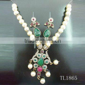 Wholesale pearl necklace set arab gold jewelry imitation bridal indian necklace