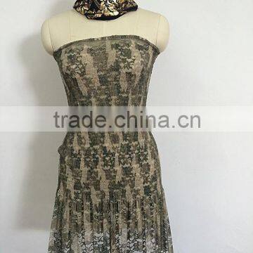 Lace Printing and Pleated Dresses Fabric Tulle Lace Fabric